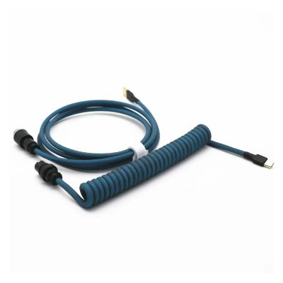 Chunsu Coiled Type C Cable Color GX16 Keyboard USB Cables Color Mechanical Keyboard Cable(Micro,AquaTerra Gray blk)