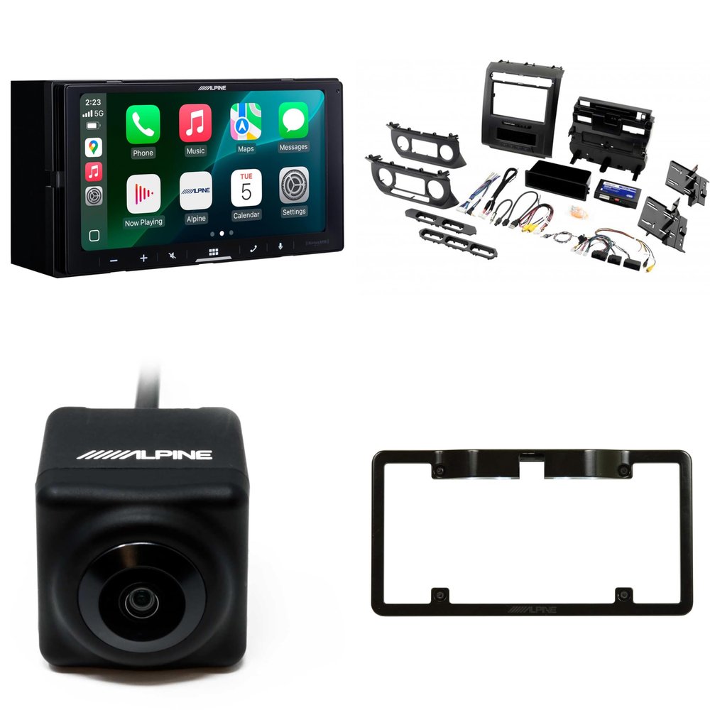 Alpine iLX-W770 7-Inch Receiver + PAC RPK4-FD2101 2015+ Ford Truck W/8" Kit + Back up Camera and License Plate Frame