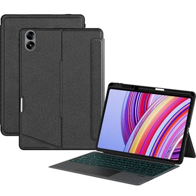 Adwnaeny Keyboard Case Compatible with Xiaomi Redmi Pad Pro 5G / Xiaomi Poco Pad 12.1" 2024,Magnetic Detachable Backlit Keyboard with Trackpad, Adjustable Landscape/Portrait Stand
