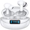 JNXIKOU Bluetooth Headphones in-Ear Wireless Earbuds Stereo Low Latency in-Ear Sports Headphones, Intelligent Noise Cancellation, Digital Display Charging Compartment for Gaming Travel, White view 1
