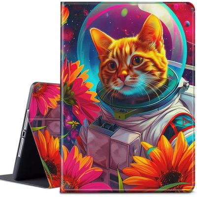Case for Kindle Fire HD 8 & 8 Plus Tablet 14th/12th/10th Generation 2024/2022/2020 Release 8 inch Lightweight Protective PU Leather Smart Stand Cover with Auto Wake Sleep - Galaxy Cat Sunflower