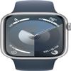 Apple Watch Series 9 [GPS 45mm] Silver Aluminum Case with Storm Blue Sport Band S/M (Renewed Premium) view 2