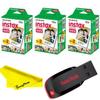 Fujifilm Instax Mini Instant Camera Film with Sandisk 32 GB USB Flash Drive + 3 x Mini Twin Packs (60 Sheets) and Buzz-Photo Microfiber Cleaning Cloth view 1