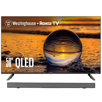 Westinghouse QLED TV and 3.1.2 All-in-One Soundbar - 50 Inch Smart Television and 210W Surround Sound System