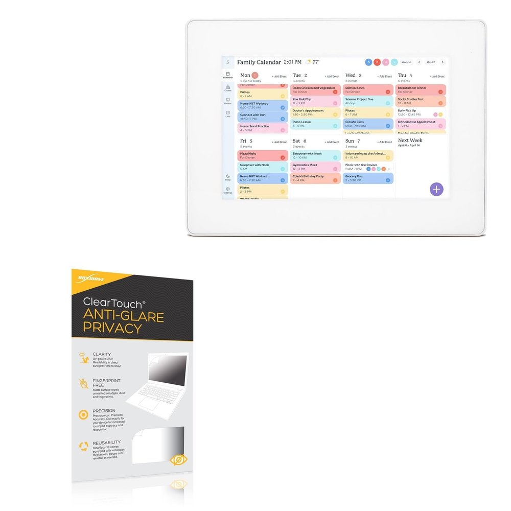 BoxWave Screen Protector Compatible with Skylight Calendar (10 in) - ClearTouch Anti-Glare Privacy (2-Pack), Privacy Screen Protector Flexible Film Anti-Glare