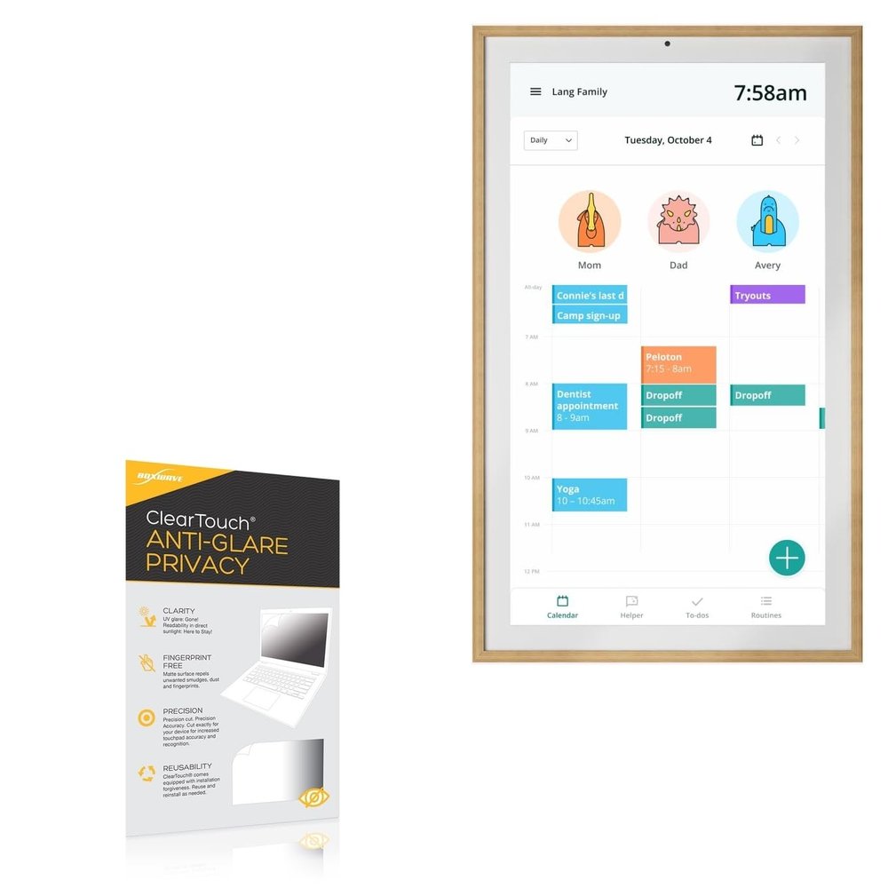 BoxWave Screen Protector Compatible with Hearth Display Smart Calender - ClearTouch Anti-Glare Privacy (2-Pack), Privacy Screen Protector Flexible Film Anti-Glare