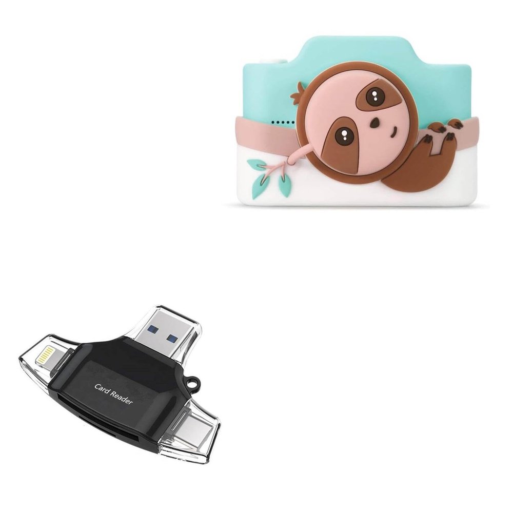 BoxWave Smart Gadget Compatible with Kidamento K Zippy The Sloth - AllReader SD Card Reader, microSD Card Reader SD Compact USB - Jet Black