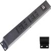 12 Hardwired Power Strip (NO Power Cord), 4 Vertical Outlets (NOT Tamper Resistant), with Ears (with mounting tabs on Both Ends), 15A (NOT a 20 Amp Unit), USB, Black view 1