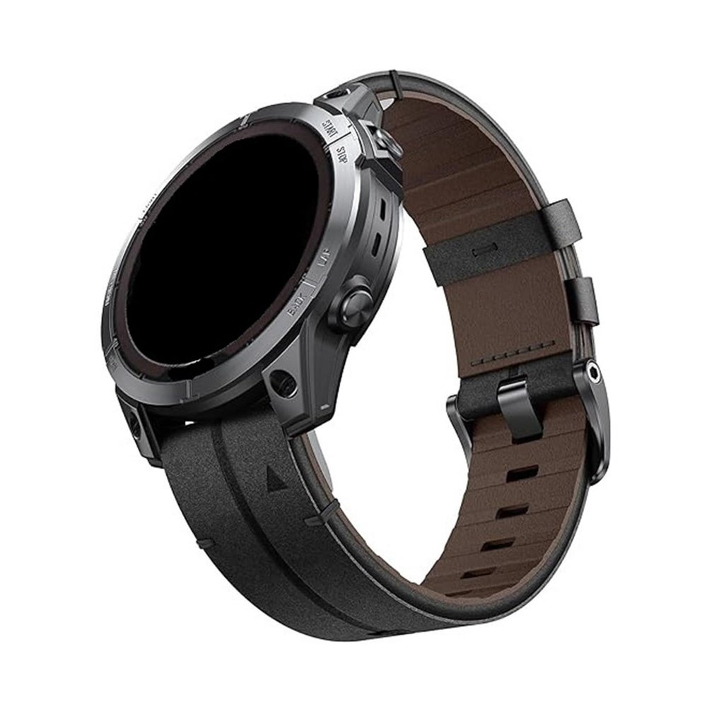 22mm 26mm Quick fit WatchBand For Garmin Fenix8/7/6/5 3HR 935 945 Genuine Leather Strap(Black,22mm(MARQ series))