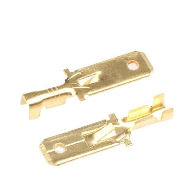 50/100Pcs 6.3MM Automotive Crimp Terminal Male Spade Connector Brass Pins Auto Splice Wire Terminals DJ611-6.3A G194(50 Pcs)
