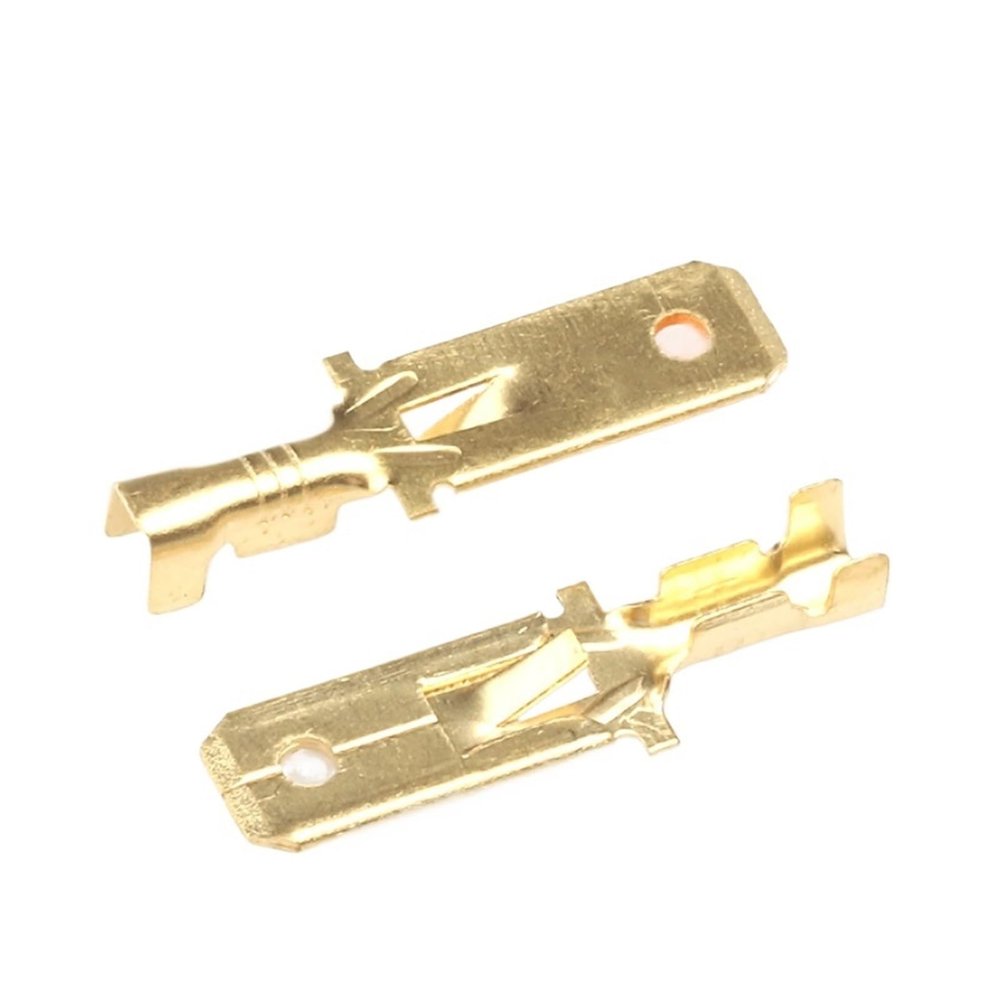 50/100Pcs 6.3MM Automotive Crimp Terminal Male Spade Connector Brass Pins Auto Splice Wire Terminals DJ611-6.3A G194(50 Pcs)