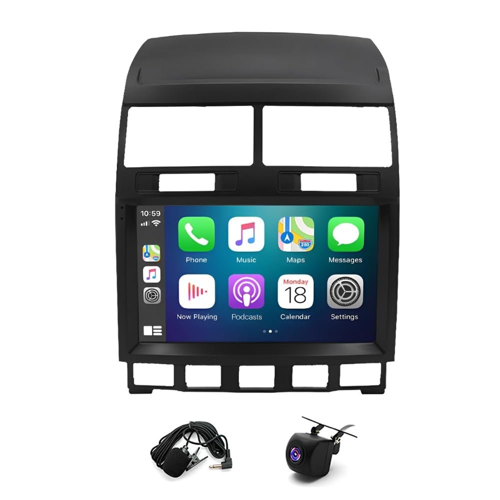 9 inch Car Stereo Radio for VW Touareg 2003-2010, Android 13 Car Stereo Radio w/CarPlay &Android Auto Radio, Support WiFi GPS Bluetooth AHD Backup Camera Mic,SWC/AV in/FM/AM Radio Receiver - 2+32G