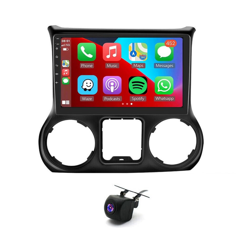 10 inch Car Stereo Radio for Jeep Wrangler 2011 2012 2013 2014, Android 13 Car Stereo Radio w/CarPlay &Android Auto Radio, Support WiFi GPS Navigation Bluetooth AHD Backup Camera - 2+32G