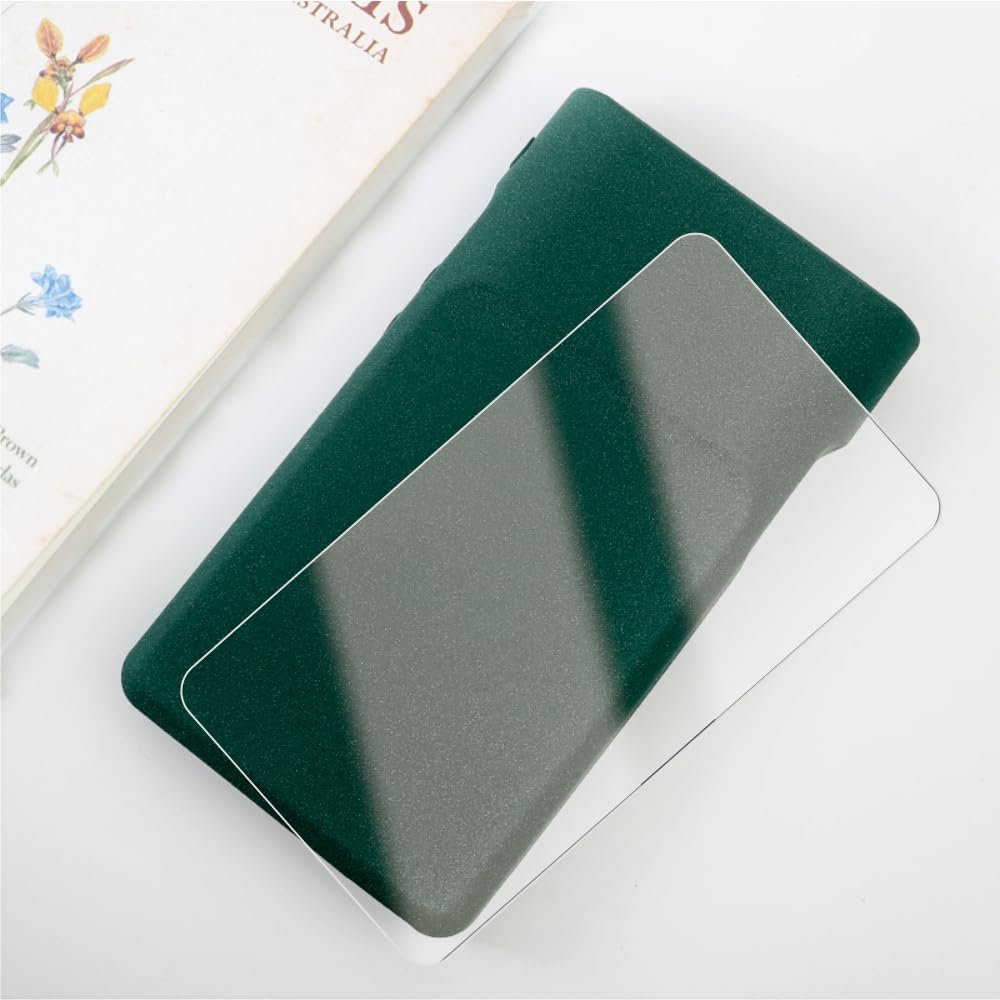 AudioPartner Soft Matte Silicone Protective Shell Skin Case Cover for Sony Walkman NW-WM1AM2 WM1AM2 NW-WM1ZM2 WM1ZM2 (Dark Green and Glass)