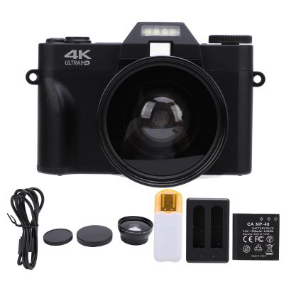 4K Digital Camera 60FPS 56MP 3in 16X Zoom 270 Deg Rotation for Travel Camping