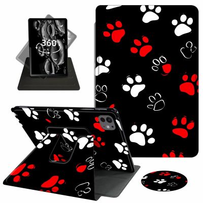 ACWDMKH for iPad Pro 13 Inch Case 2024 (M4),360 Degree Rotating Swivel PU Leather Stand Flip Folio Cover with Auto Wake/Sleep Case for iPad Pro 13 Inch 2024,White Red Paw