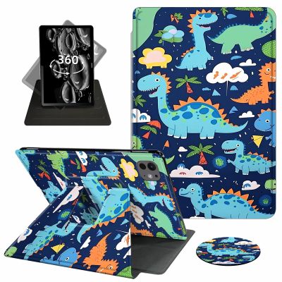 ACWDMKH for iPad Pro 13 Inch Case 2024 (M4),360 Degree Rotating Swivel PU Leather Stand Flip Folio Cover with Auto Wake/Sleep Case for iPad Pro 13 Inch 2024,Cartoon Dinosaur