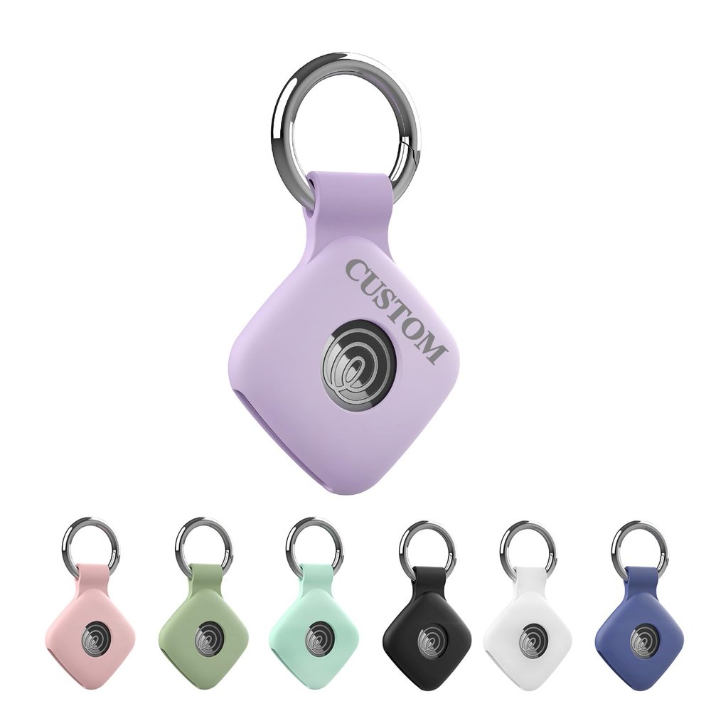Custom Silicone Case for Tile Mate 2024/Mate 2022 Tracker with Keychain Personalized Name Text Scratch Resistant Cover Holder for Tile Tracker for Pets Cat Dog Collar Keys Bags
