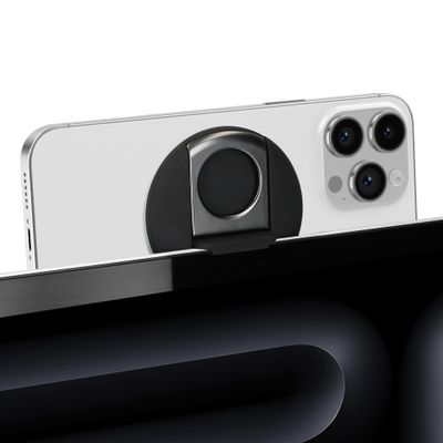 kwmobile Phone Mount Holder Compatible with Apple MacBook OS Ventura/iOS 16 iPhone 16 15 14 13 12 Mount - Phone Laptop Attachment - Black