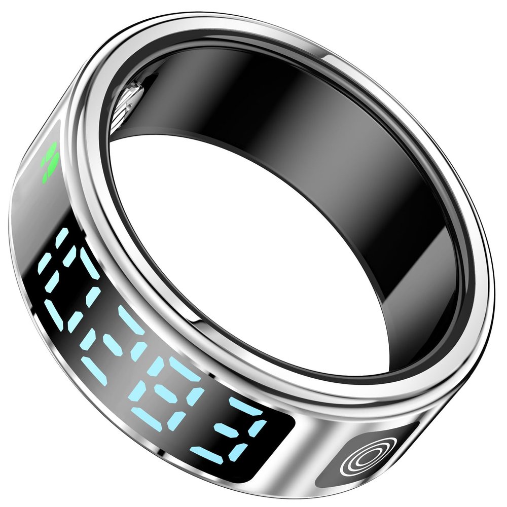 CNBRO Smart Ring for Men Women Health Ring Heart Rate Monitor Blo-Oxy Fitness Tacker Ring Sleep Monitor Calories Step Counter Waterproof Gesture Remote Control Compatible with iOS Android Phones