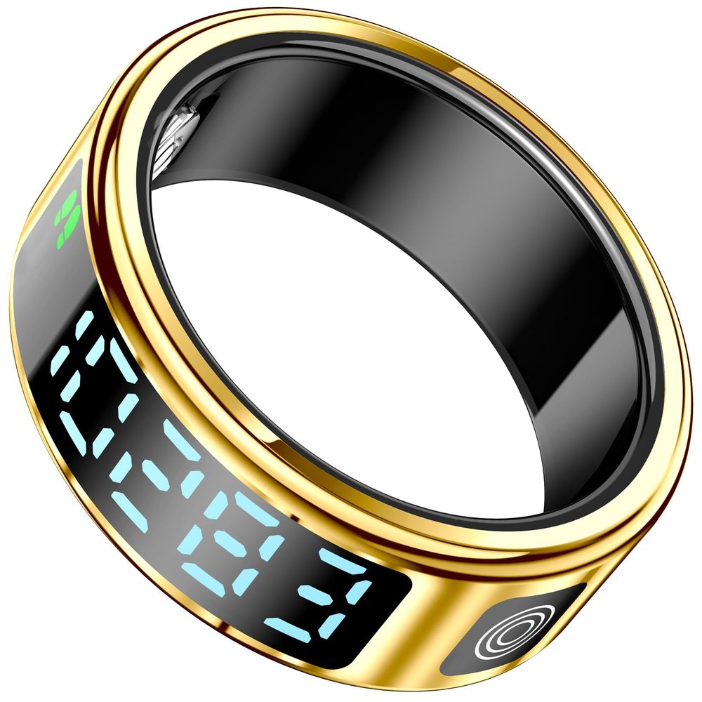CNBRO Smart Ring for Men Women Health Ring Heart Rate Monitor Blo-Oxy Fitness Tacker Ring Sleep Monitor Calories Step Counter Waterproof Gesture Remote Control Compatible with iOS Android Phones