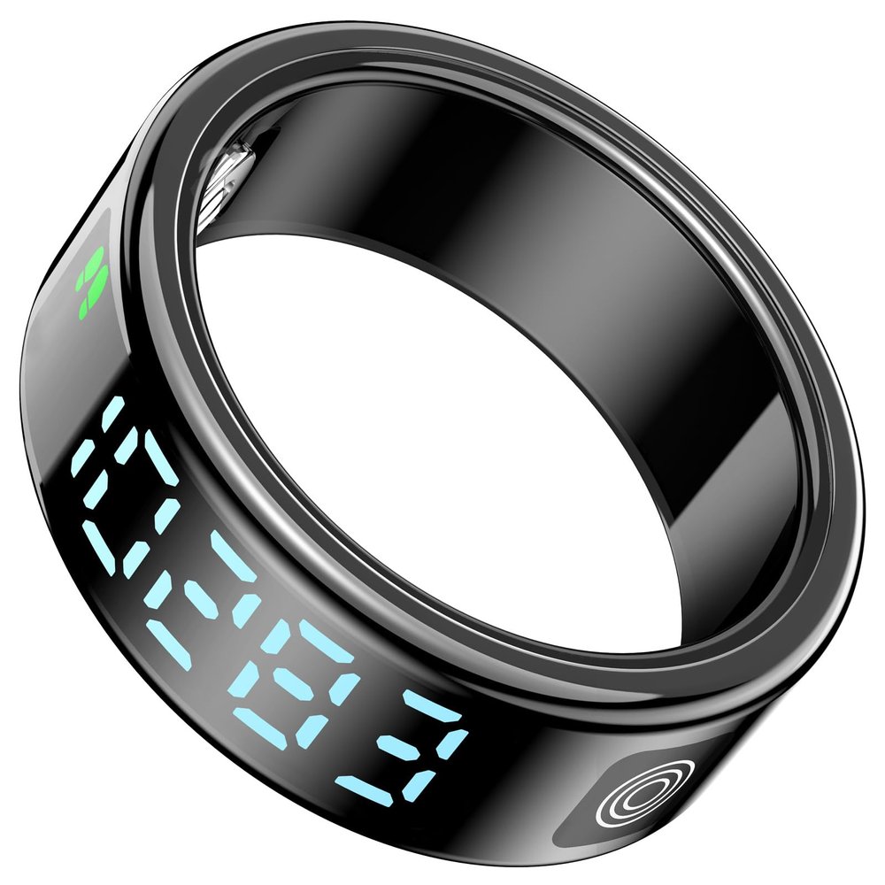 CNBRO Smart Ring for Men Women Health Ring Heart Rate Monitor Blo-Oxy Fitness Tacker Ring Sleep Monitor Calories Step Counter Waterproof Gesture Remote Control Compatible with iOS Android Phones