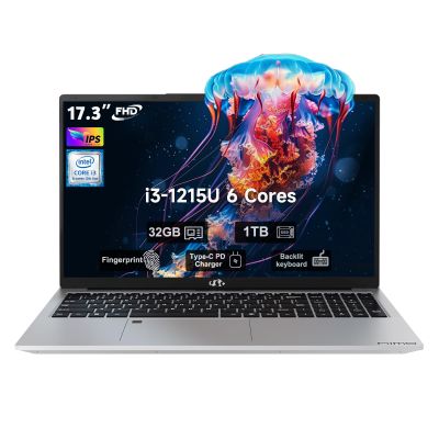 17.3" FHD IPS Business Laptop, Intel Core i3-1215U(Beat i5-1135G7, 6 Cores Up to 4.4GHz), 32GB RAM 1TB SSD, 65W Type-C, 2 Years Warranty, Fingerprint, Backlit Keyboard, Wi-Fi 6, BT5.2, Numpad