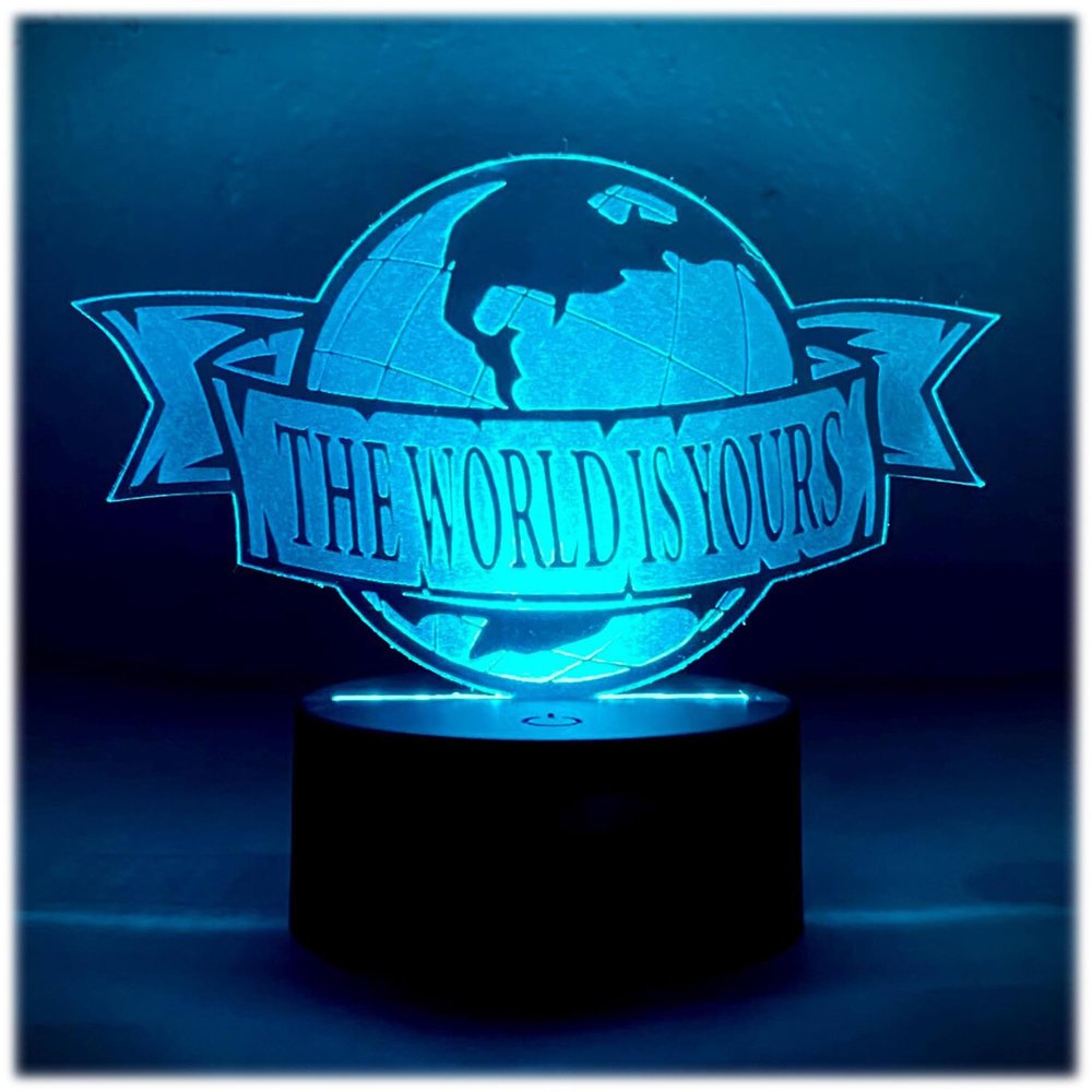 Globe Light up Sign, The World is Yours, Scarface Nightlight, Movie Memorabilia, Gift for World Traveler