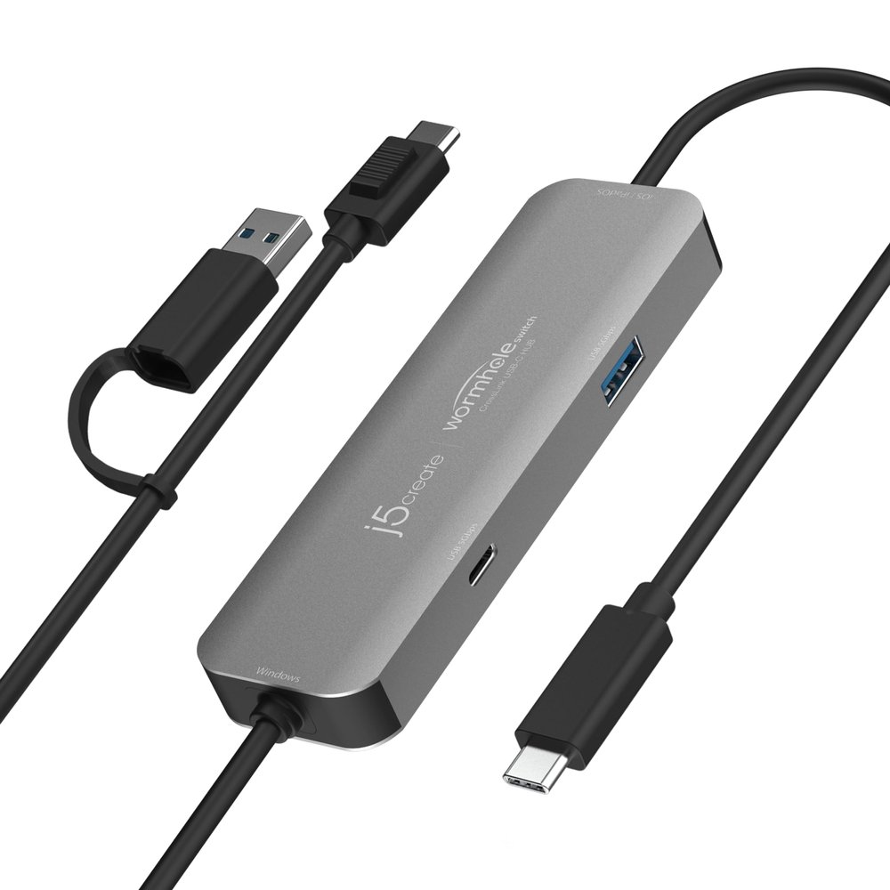 j5create iPad/iPhone to Windows Collaboration Sharing Hub, Use iPad as a Second Display for Windows Laptop, Transfer Files Between iPhone and Win PC, Wormhole Switch CrossLink (JCH422)