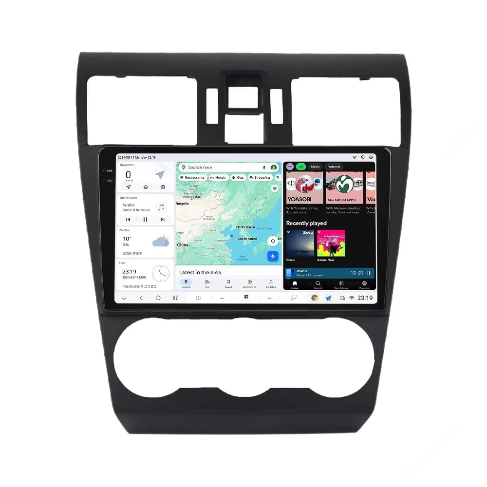 MekedeTech DUDUAUTO DUDU6 Double Din Android 13 Car Radio Wireless Carplay Multimedia Player 9.5 inch Car Head Unit for Subaru Forester XV WRX 2013 2014,8G RAM 256GROM
