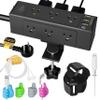 Desk Clamp Power Strip with USB C (20W PD) & USB A, 9 AC Outlets, Surge Protector, Flat Plug, 6.5ft Extension Cord  Desk Mount Power Station with Cable Management Kit for Home & Office  Black view 1