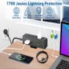Desk Clamp Power Strip with USB C (20W PD) & USB A, 9 AC Outlets, Surge Protector, Flat Plug, 6.5ft Extension Cord  Desk Mount Power Station with Cable Management Kit for Home & Office  Black view 3