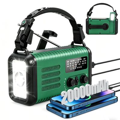 20000mAh Emergency Solar Crank Radio, AM/FM/NOAA Weather, Phone Charger