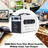 3000W Peak Pure Sine Wave Inverter Converter, DC Input 12V/24V/48V/60V/72V AC Output 110V/220V, Low Frequency Solar Power Inverter Converter with 3 Outlets for Home, Vehicles(Size:48V-220V) view 2