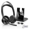 Poly Plantronics Voyager Focus 2 USB C Stereo Bluetooth Wireless Headset with USB-C Dongle and Charging Headset Stand - for Meetings, Teams, Zoom, Ringcentral, Mobile Phone Calls, PC, w/GTW Cloth view 1