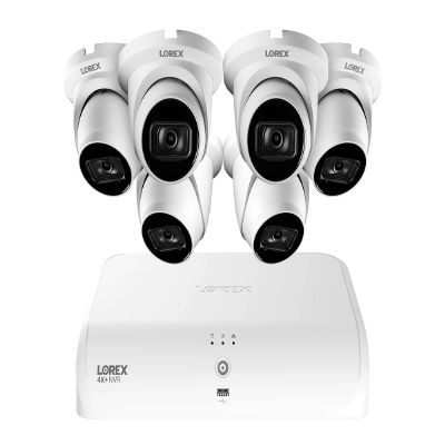 Lorex Fusion 4K+ 16 Camera Capable (8 Wired/8 WiFi) 2TB NVR System w/ 6 Metal Dome 8MP IP Security Cameras - Color Night Vision, Person/Vehicle Detection, Listen in Audio, IP67 Weatherproof (White)