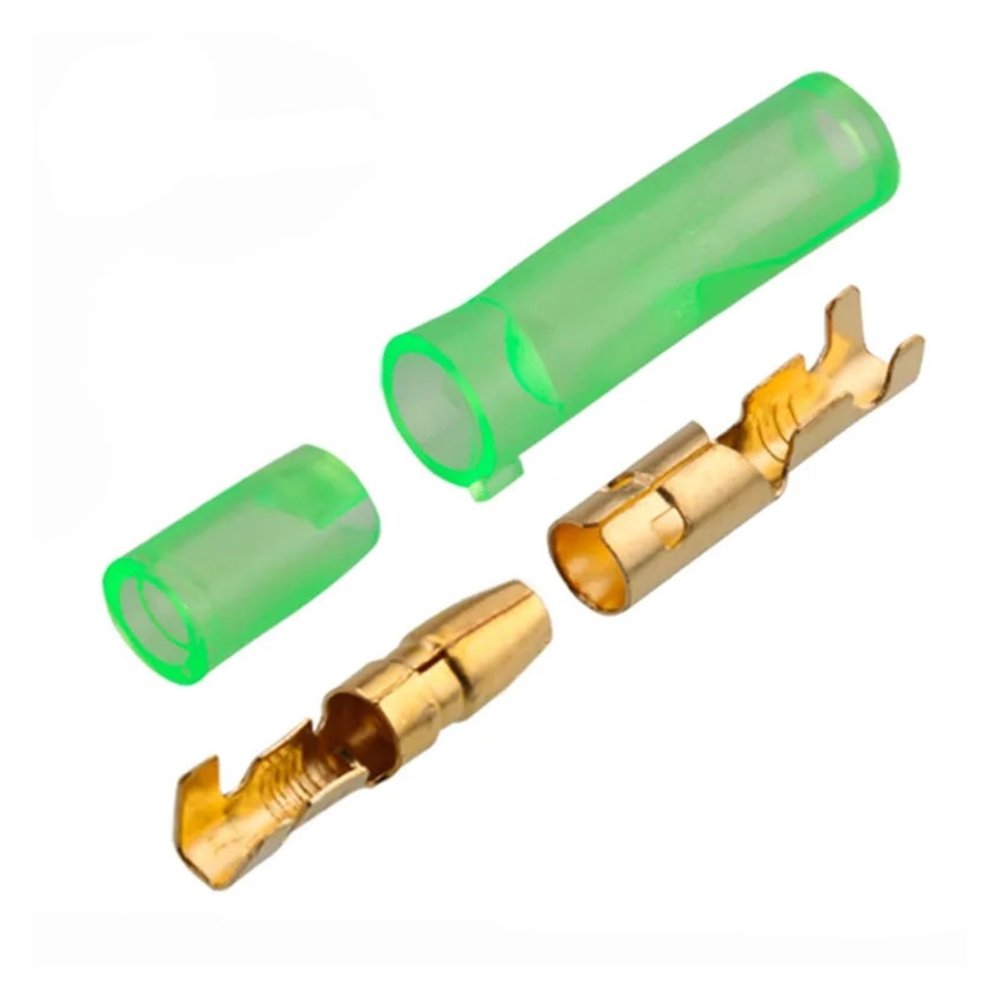 25/50/100sets 4.0 Terminal Car Electrical Wire Connector Diameter 4mm Female + Male + Case Cold Press Terminal Green(50sets(200pcs))
