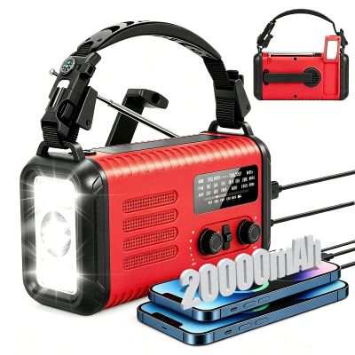 20000mAh Emergency Solar Crank Radio, AM/FM/NOAA Weather, Phone Charger
