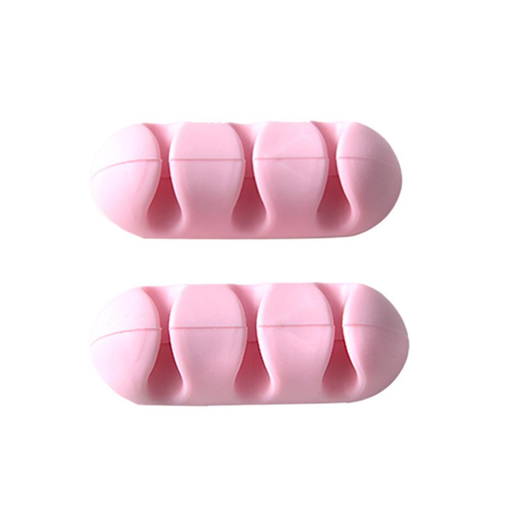 2Pack Desk Cable Clips, Self Adhesive Cord Organizers for Desk, Nightstand, Home, Office, & Car, Plastic Cable Management Holders (Pink)