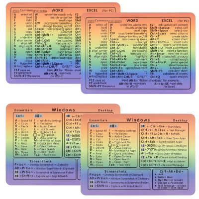 4pcs Windows Shortcut Sticker, Excel Cheat Sheet, Shortcut Stickers for Laptop, Reference Guide Keyboard Shortcut Sticker, Laptop Keyboard Stickers, Keyboard Shortcuts Cheat Sheet(Gradient)