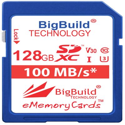 BigBuild Technology 128GB U3 SDXC Memory Card for Canon EOS R50, Canon EOS R5 Mark II Cameras