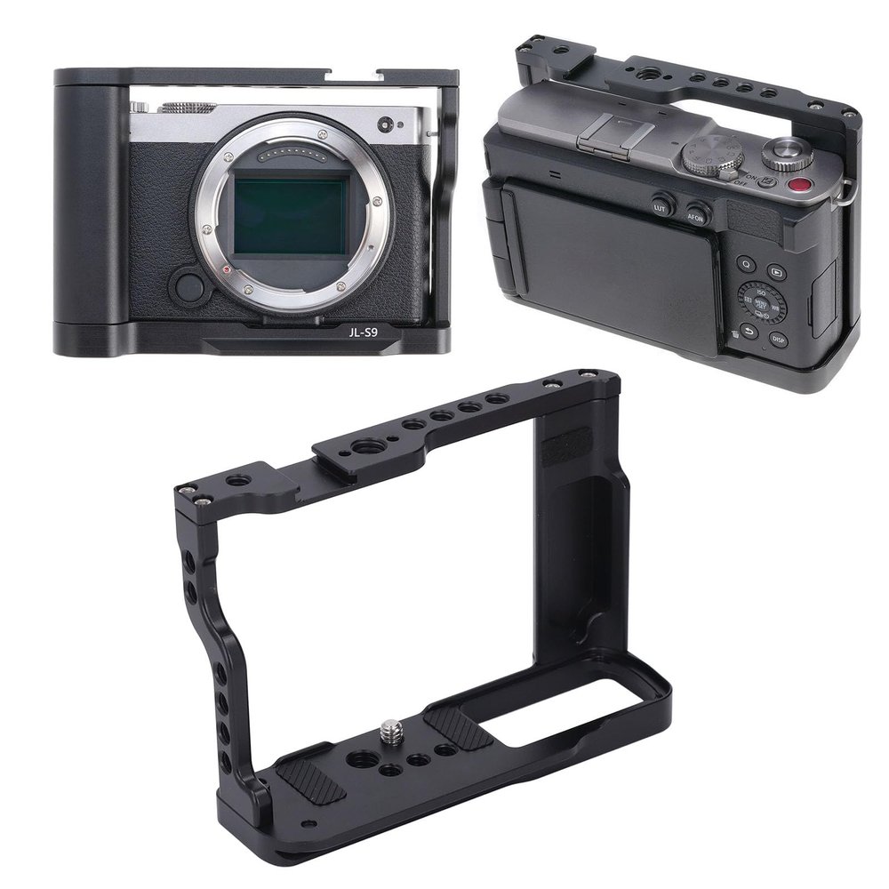 shenruifa Aluminum Alloy Camera Cage for 1/4in 3/8in Thread Holes Cold Shoe Mount Video Camera Cage Rig