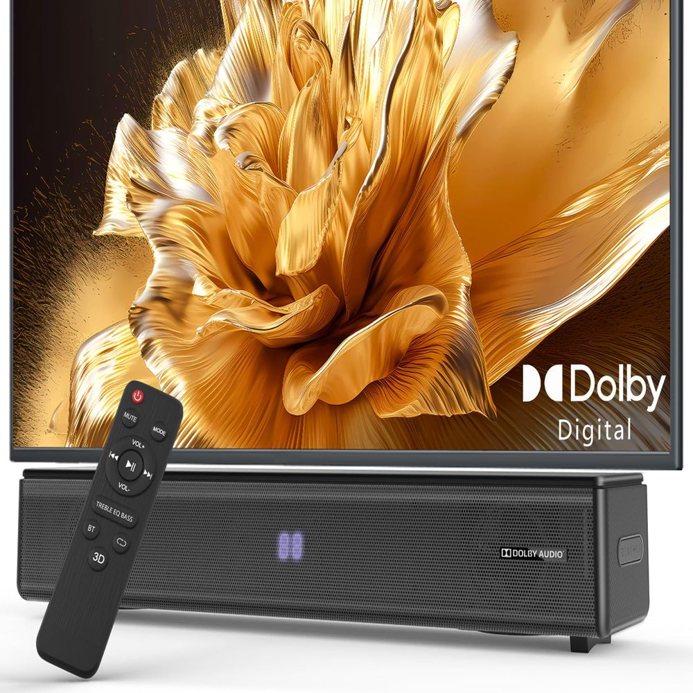 GEOYEAO TV Sound Bar, Bluetooth Soundbar with Dolby Digital Surround Audio System for Smart TV, HDMI ARC/Opt/Aux Home Theater Speaker for Game/PC/Projector