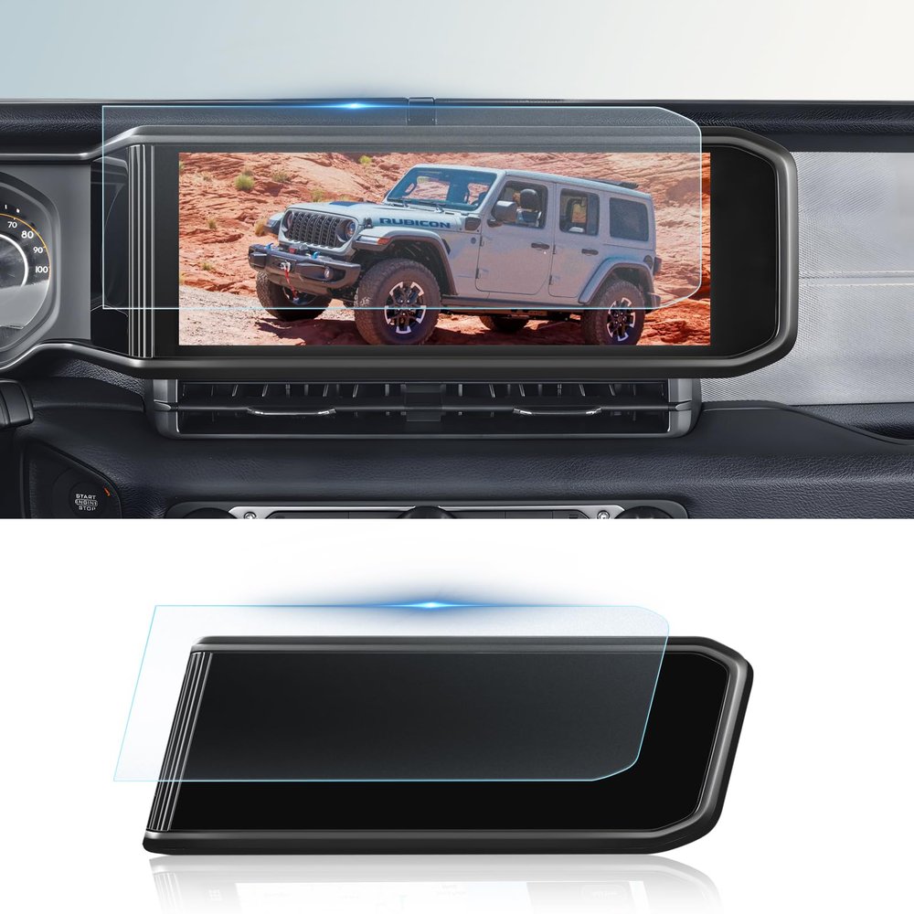 BIBIBO for 2024 2025 Jeep Wrangler Anti-Glare Screen Protector 2024 2025 Jeep Wrangler 4xe ( Sport/Sport S/Willys/Sahara/Rubicon/Rubicon X/Rubicon 392 )12.3" Frosted Film [Tempered Glass Matte Lessen Fingerprints] Jeep Wrangler Accessories 2024 2025
