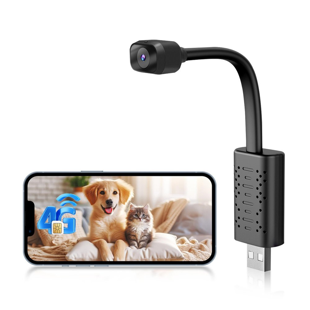 No WiFi Required Outdoor Cell Phone Remote Spy Camera, SIM Card Delivered, WiFi Not Supported, Radar Motion Sensor, FHD 4G Car Security Camera, USB Plug and Play, Bendable for Angle Adjustment