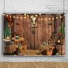 10x6.5ft Western Cowboy Backdrop Wild West Photography Background Rustic Wood Banner Backdrop for Baby Shower Cowgirl Theme Birthday Party Decorations Photo Shot Props view 1
