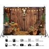 10x6.5ft Western Cowboy Backdrop Wild West Photography Background Rustic Wood Banner Backdrop for Baby Shower Cowgirl Theme Birthday Party Decorations Photo Shot Props view 2