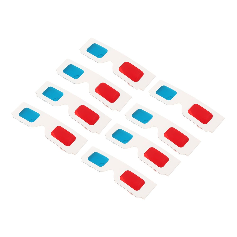jojofuny 100pcs Blue Red Funny Glasses Chunky Cardboard Movie Glasses Set for Video Games