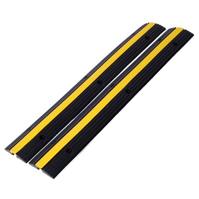 Cable Protector Ramp Rubber Speed Bumps 2 Pack of 1 Channel 6600Lbs Load Capacity with 12 Bolts Spike for Asphalt Concrete Gravel Driveway (2 Packs)