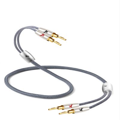 Impeto HiFi Speaker Cables with Banana Plugs for Audiophile, Cotton Net Braided High-end Speaker Wire, Including Gold Plated Banana Plugs & Spade Connectors (6.56ft/2m/1pcs)